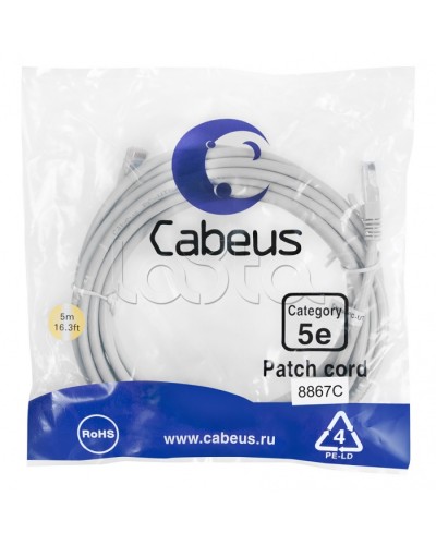 Патч-корд медный U/UTP кат.5е (5м) LSZH (черный) Cabeus (PC-UTP-RJ45-Cat.5e-5m-BK-LSZH) в Ростове-на-Дону Патчкорды (медные) Pintop.ru