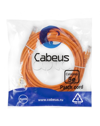 Патч-корд медный U/UTP кат.5е (5м) LSZH (оранжевый) Cabeus (PC-UTP-RJ45-Cat.5e-5m-OR-LSZH) в Ростове-на-Дону Патчкорды (медные) Pintop.ru