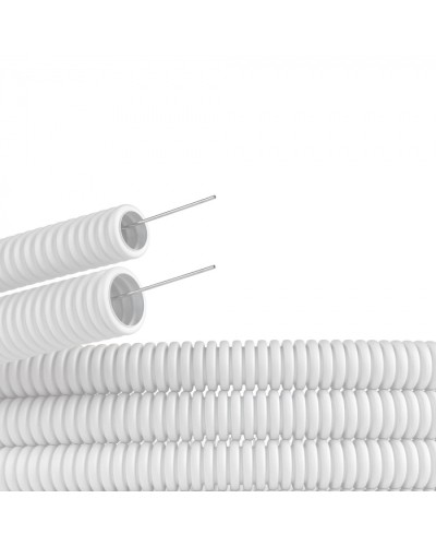 Труба ПЛЛ гибкая гофр. не содержит галогенов д.20мм, ПВ-0, с протяжкой,100м, цвет белый DKC (81820) в Ростове-на-Дону Труба гофрированная Pintop.ru