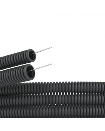 Труба ПВХ гибкая гофрированная. д.16мм, лёгкая с протяжкой,100м черный DKC 91916B в Ростове-на-Дону Труба гофрированная Pintop.ru