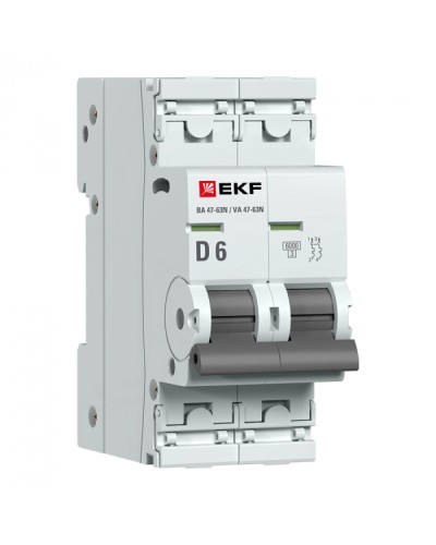 Автоматический выключатель 2P 6А (D) 6кА ВА 47-63N EKF PROxima (M636206D) в Ростове-на-Дону Электротехническое оборудование Pintop.ru