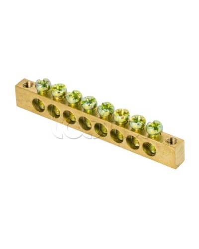 Шина PEN ноль-земля (8х12мм) 8 отверстий латунь крепеж по краям EKF PROxima (sn0-125-8-k) в Ростове-на-Дону Аксессуары для стоек и шкафов Pintop.ru