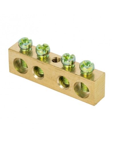 Шина PEN ноль-земля (6х9мм) 4 отверстия латунь крепеж по центру розничный стикер EKF PROxima (sn0-63-04-r) в Ростове-на-Дону Крепежные изделия Pintop.ru