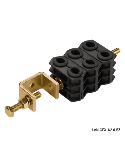 Комплект крепления для 6-ти коаксиальных кабелей диаметром 3/8-1/2, со струбциной LANMASTER LAN-CFX-1/2-6-EZ в Ростове-на-Дону Аксессуары для стоек и шкафов Pintop.ru