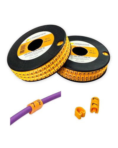 Клипса маркировочная на кабель диаметром 3.6–7.4 мм, символ F, 500 шт., желтая LANMASTER LAN-MCC-EC2F/500-YL в Ростове-на-Дону Аксессуары для стоек и шкафов Pintop.ru