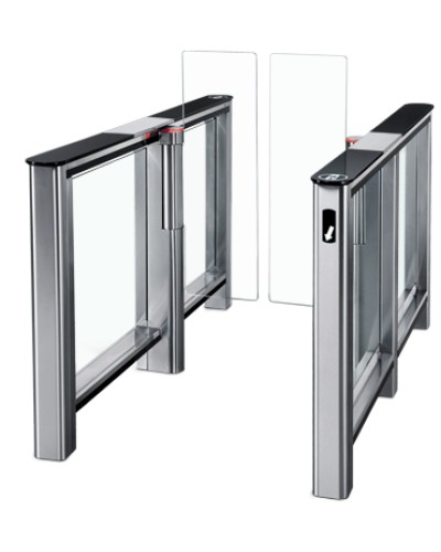 Турникет PERCo-ST-01 с крышками из закал. стекла с центральной вставкой из нерж. стали со створками PERCo-AТG-300H в Ростове-на-Дону Турникеты Pintop.ru