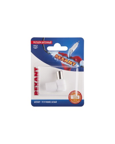 Разъем антенный, штекер TV угловой, RG-6, белый, 1 шт, REXANT 06-0014-A в Ростове-на-Дону Коннекторы и разъемы Pintop.ru