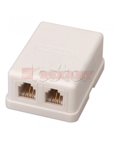 Розетка телефонная 2x6P-4C (50шт/уп) REXANT 03-0002 в Ростове-на-Дону Блоки розеток Pintop.ru
