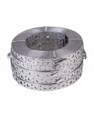 Лента полоса монтажная оцинкованная, перфорированная прямая 20 х 0,70 мм (рулон 25 м) REXANT (07-7107-4) в Ростове-на-Дону Крепежные изделия Pintop.ru