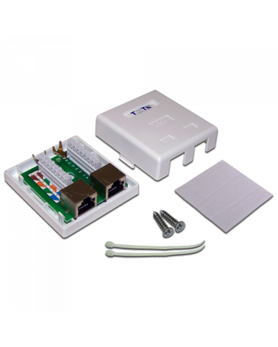 Настенная розетка, 2 порта RJ-45 категории 6, STP, белая TWT (TWT-SM2-4545/S6-WH) в Ростове-на-Дону Розетки компьютерные и телефонные Pintop.ru