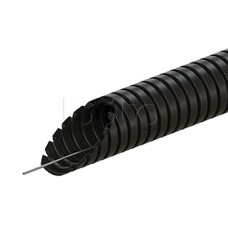 Труба ПВХ гофрир. легкая, с зондом диам 25мм (1шт = 50м), цвет чёрный Экопласт (10125-50BL)