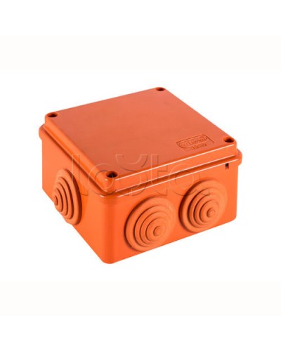JBS100 Коробка огн. E110, о/п 100х100х55мм, без галогена, 6 вых., IP55, цвет оранж. Экопласт (43377HF) в Ростове-на-Дону Коробки (ОКЛ) Экопласт Pintop.ru