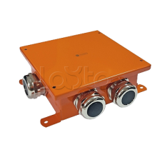 SMB120 Коробка металлическая, огн. E-110,о/п 120х120х60, 1 метал. гермоввод 14-22мм. + 3 метал. заглушки, IP66, 9P, (1,5-6 мм2), цвет оранж. Экопласт (56254E)