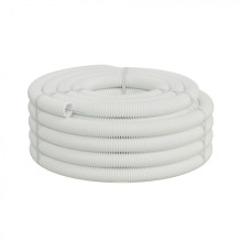 Труба ПП HF-FR гофрир. тяжелая, с зондом, без галогена, ПЛЛ 32мм Экопласт (61132HFR-W) - Труба ПП HF-FR гофрир. тяжелая, с зондом, без галогена, ПЛЛ диам.32мм ПВ-0 (25м) цвет белый 1 палл.=1200м Экопласт