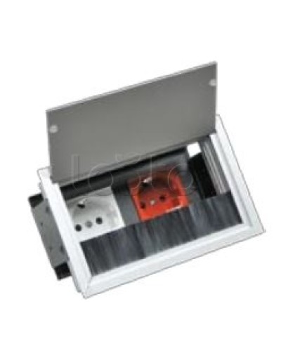 Люк настольный встраиваемый на 2 модуля (45х45мм) с крышкой, алюминий IP20 Экопласт 70042 в Ростове-на-Дону Системы лючков и колонн Pintop.ru