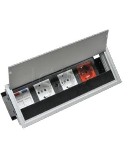 Люк настольный встраиваемый на 4 модулей (45х45мм) с крышкой, алюминий IP20 Экопласт 70044 в Ростове-на-Дону Системы лючков и колонн Pintop.ru