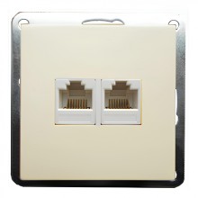 Розетка телефонная двойная 2хRJ-11 с накладкой (бежевый) LK60 (865601)