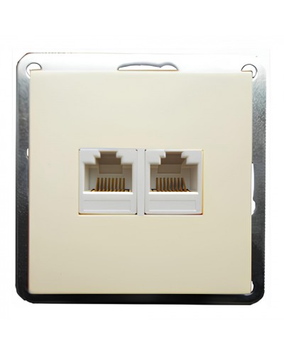 Розетка телефонная двойная 2хRJ-11 с накладкой (бежевый) LK60 (865601) в Ростове-на-Дону Розетки компьютерные и телефонные Pintop.ru