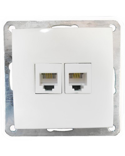 Розетка телефонная двойная 2хRJ-11 с накладкой (белый) LK60 (865604) в Ростове-на-Дону Розетки компьютерные и телефонные Pintop.ru