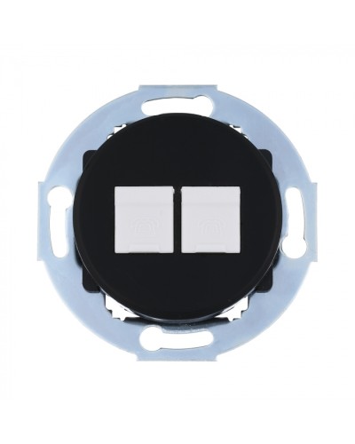 Розетка телефонная 2хRJ-12 с накладкой (черный) Vintage (885908-1) в Ростове-на-Дону Розетки компьютерные и телефонные Pintop.ru