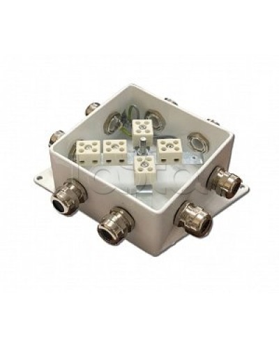 Коробка монтажная огнестойкая Гефест КМ-О (10к)-IP66-120х120, шесть вводов в Ростове-на-Дону Распределительные коробки Pintop.ru