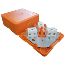 Коробка монтажная огнестойкая КМ-О (2к*6,0)-IP41-s-оранж Гефест