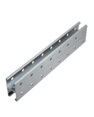 Страт-профиль двойной 41х41 L200 мм s:3,0 (тройная перфорация) HD КМ-Профиль (2STPV41-41-200 3P HD) в Ростове-на-Дону Аксессуары для лотков Pintop.ru