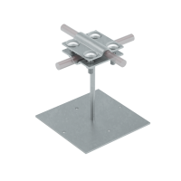 Приклеиваемый держатель с крестообразным соединителем для прутка Ø 5-12 мм и полосы до 20 мм H150 мм INOX304 КМ-профиль (PDX-H150-D5-12-B20 INOX304)