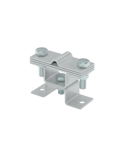 Универсальный держатель на мостовой опоре двойной для прутка Ø 5-8 мм и полосы до 40 мм с 3 пластинами КМ-профиль (XUDMO3-D5-8-B40) в Ростове-на-Дону Аксессуары для лотков Pintop.ru