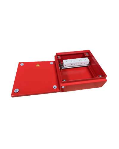 Коробка распределительная огнестойкая КРОПС, IP65, габаритные размеры 150х150х80 мм, для кабелей сечением до 25 мм2, 4 клеммы КМ-Профиль (FRJB-KM-ST5-25-04-КРОПС-IP65) в Ростове-на-Дону Распределительные коробки Pintop.ru