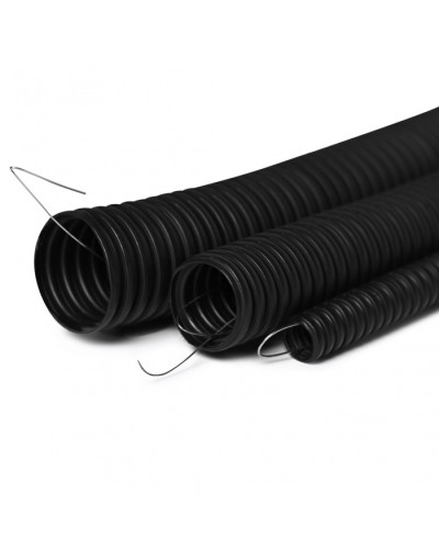 Труба гофрированная с зондом 25 мм.из ПНД, трудногорючая, безгалогенная FRHFгибкая со стальной протяжкой (черный) ПожТехКабель 713-003 в Ростове-на-Дону Труба гофрированная Pintop.ru