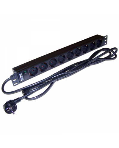 Блок розеток 19, 1-фазный 16A / 250V, 9xSchuko, шнур 3.0 м, вилка Schuko TWT (TWT-PDU19-16A9P-3.0) в Ростове-на-Дону Блоки розеток Pintop.ru