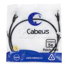 Патч-корд медный U/UTP кат.5е (1м) LSZH (черный) Cabeus (PC-UTP-RJ45-Cat.5e-1m-BK-LSZH)