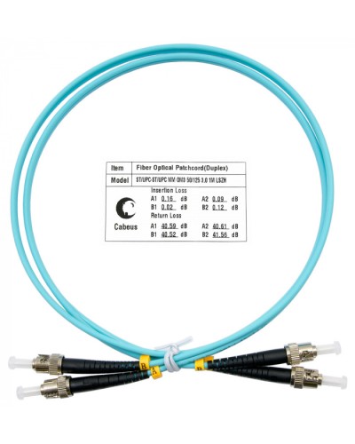 Шнур оптический duplex ST-ST 50/125 mm OM3 1м LSZH Cabeus FOP-50-ST-ST-1m в Ростове-на-Дону Патч-корды и пигтейлы Pintop.ru