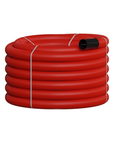 NR090 Двустенная труб.а ПНД гибкая, тип 450, SN12, с зондом, D90мм (20м) цвет красный Экопласт 801090-20 в Ростове-на-Дону Гладкая труба Pintop.ru