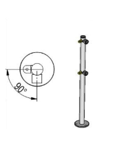Стойка ограждения L-образная под поворотные створку и секцию 2 полупетли с крепежом, 2 муфты с крепежом справа Oxgard Стойка ограждения с 2-мя полупетлями L-образная права (ВЗР 1996.09.01) в Ростове-на-Дону Ограждения Pintop.ru