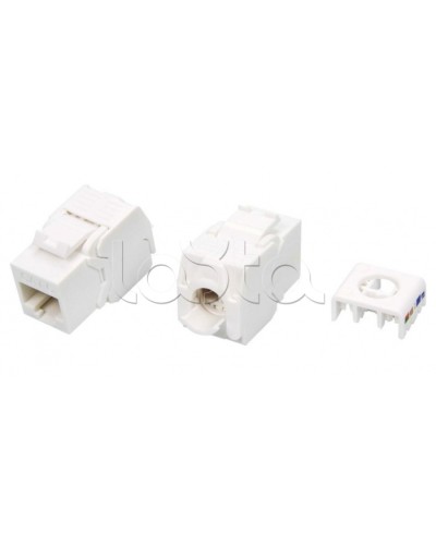 Вставка Keystone Jack RJ-45(8P8C) Hyperline KJ8-8P8C-C6-180-TLS-WH в Ростове-на-Дону Модули Keystone Pintop.ru
