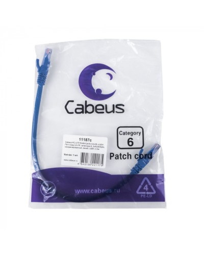 Патч-корд U/UTP, кат. 6, 2xRJ45/8p8c, неэкран, синий, LSZH, 0.3м Cabeus (PC-UTP-RJ45-Cat.6-0.3m-BL-LSZH) в Ростове-на-Дону Патчкорды (медные) Pintop.ru