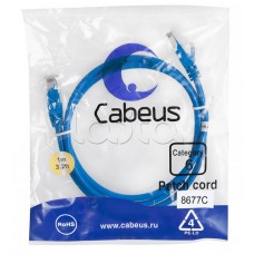 Патч-корд UTP, категория 6, 1 м, неэкранированный, синий Cabeus PC-UTP-RJ45-Cat.6-1m-BL