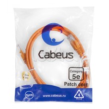Патч-корд UTP, категория 5e, 1.5 м, неэкранированный, оранжевый Cabeus PC-UTP-RJ45-Cat.5e-1.5m-OR