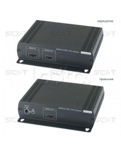 Удлинитель HDMI KVM (комплект приёмник + передатчик) по Ethernet до 120м (CAT5e) SC&T HKM01E в Ростове-на-Дону Видеоусилители, Модуляторы, Делители Pintop.ru