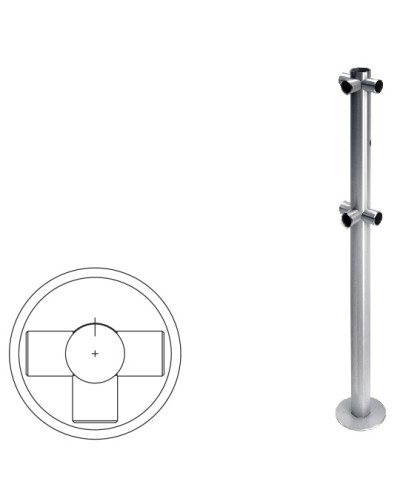 Стойка ограждения Т-образная с отверстием под фиксатор (антик серебро) Oxgard в Ростове-на-Дону Ограждения Pintop.ru
