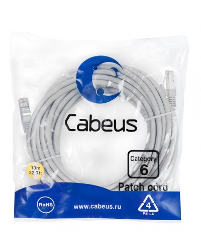 Патч-корд FTP, категория 6, F/UTP экранированный, LSZH, 10 м, серый Cabeus PC-FTP-RJ45-Cat.6-10m-LSZH в Ростове-на-Дону Патчкорды (медные) Pintop.ru