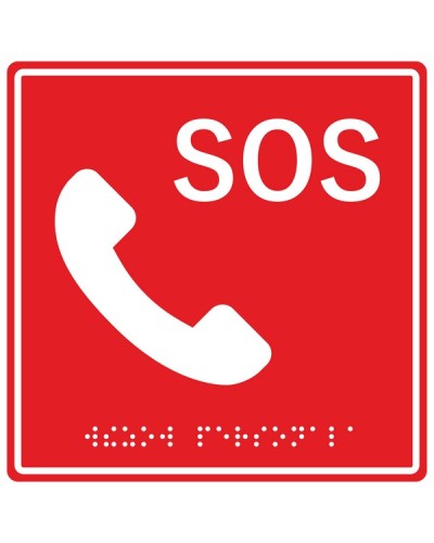 Табличка тактильная с пиктограммой SOS с трубкой Hostcall MP-010R2 в Ростове-на-Дону Система оповещения и трансляции Hostcall Pintop.ru