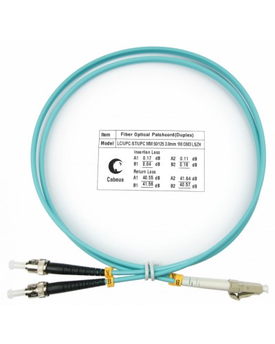 Шнур оптический duplex LC-ST 50/125 MM OM3 1 м LSZH Cabeus FOP-50-LC-ST-1M в Ростове-на-Дону Патч-корды и пигтейлы Pintop.ru