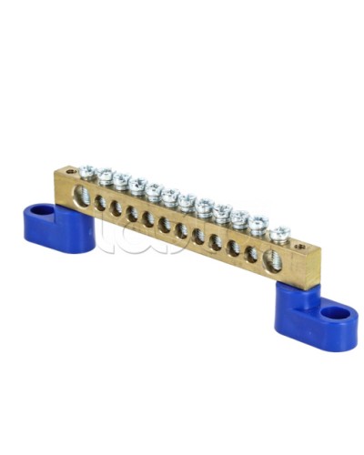 Шина 0 N (8х12мм) 12 отверстий латунь 2 синих угловых изолятора EKF PROxima (sn0-125-12-2) в Ростове-на-Дону Клеммные колодки Pintop.ru