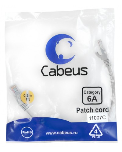 Патч-корд S/FTP Cabeus (PC-SSTP-RJ45-Cat.6a-0.3m-LSZH) в Ростове-на-Дону Патчкорды (медные) Pintop.ru
