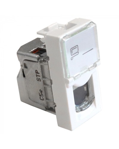 Вставка Mosaic 22.5x45, RJ-45 STP, кат.5e, со шторкой и увеличенным окном маркировки, белая LANMASTER LAN-SIP-22S5E-WH в Ростове-на-Дону Модули Keystone Pintop.ru